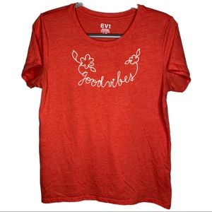 EV1 Embroidered Good Vibes T-shirt Size Large
